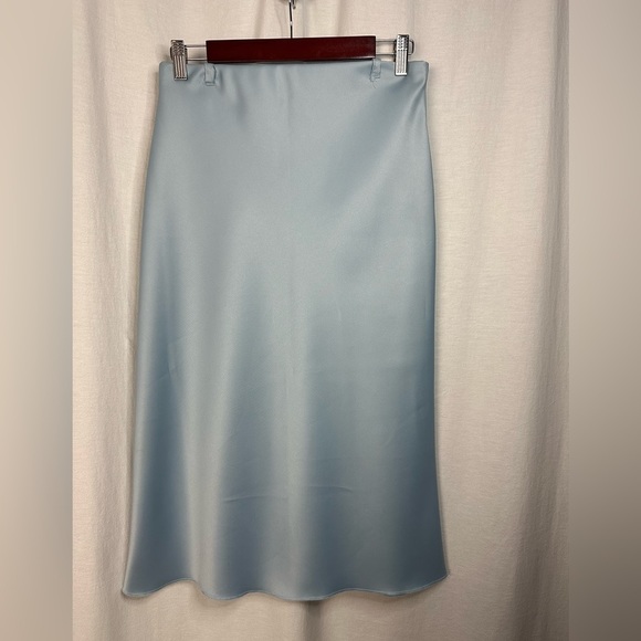 VINTAGE Italian hand sewn satin mermaid Stretchy A-line midi Cinderella skirt L - Picture 9 of 11